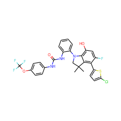 CC1(C)CN(c2ccccc2NC(=O)Nc2ccc(OC(F)(F)F)cc2)c2c(O)cc(F)c(-c3ccc(Cl)s3)c21 ZINC000299833941