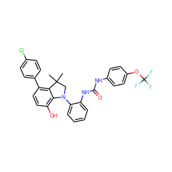 CC1(C)CN(c2ccccc2NC(=O)Nc2ccc(OC(F)(F)F)cc2)c2c(O)ccc(-c3ccc(Cl)cc3)c21 ZINC000299835373