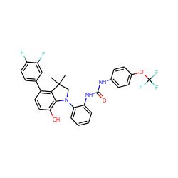 CC1(C)CN(c2ccccc2NC(=O)Nc2ccc(OC(F)(F)F)cc2)c2c(O)ccc(-c3ccc(F)c(F)c3)c21 ZINC000299832426
