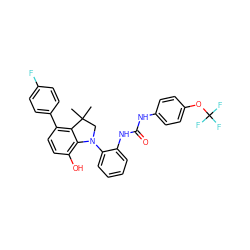 CC1(C)CN(c2ccccc2NC(=O)Nc2ccc(OC(F)(F)F)cc2)c2c(O)ccc(-c3ccc(F)cc3)c21 ZINC000299835371