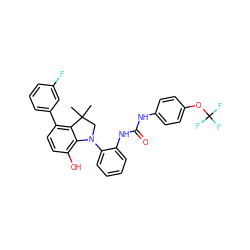 CC1(C)CN(c2ccccc2NC(=O)Nc2ccc(OC(F)(F)F)cc2)c2c(O)ccc(-c3cccc(F)c3)c21 ZINC000220382143