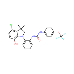 CC1(C)CN(c2ccccc2NC(=O)Nc2ccc(OC(F)(F)F)cc2)c2c(O)ccc(Cl)c21 ZINC000299833193