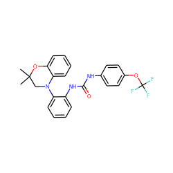 CC1(C)CN(c2ccccc2NC(=O)Nc2ccc(OC(F)(F)F)cc2)c2ccccc2O1 ZINC000038269600