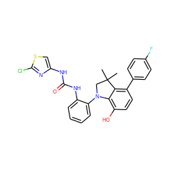 CC1(C)CN(c2ccccc2NC(=O)Nc2csc(Cl)n2)c2c(O)ccc(-c3ccc(F)cc3)c21 ZINC000299835310