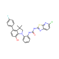 CC1(C)CN(c2ccccc2NC(=O)Nc2nc3ccc(Cl)nc3s2)c2c(O)ccc(-c3ccc(F)cc3)c21 ZINC000220382246