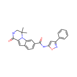 CC1(C)CNC(=O)c2cc3ccc(C(=O)Nc4cc(-c5ccccc5)no4)cc3n21 ZINC000147721236