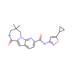 CC1(C)CNC(=O)c2cc3ccc(C(=O)Nc4cc(C5CC5)on4)nc3n2C1 ZINC000147135555