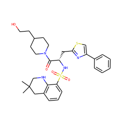 CC1(C)CNc2c(cccc2S(=O)(=O)N[C@@H](Cc2nc(-c3ccccc3)cs2)C(=O)N2CCC(CCO)CC2)C1 ZINC000029342105