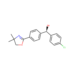 CC1(C)COC(c2ccc([C@@H](O)c3ccc(Cl)cc3)cc2)=N1 ZINC000027409577
