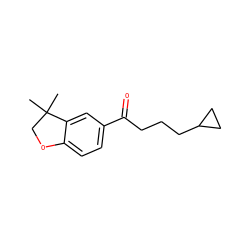 CC1(C)COc2ccc(C(=O)CCCC3CC3)cc21 ZINC000013779220