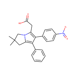 CC1(C)Cc2c(-c3ccccc3)c(-c3ccc([N+](=O)[O-])cc3)c(CC(=O)O)n2C1 ZINC000013737365