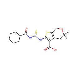CC1(C)Cc2c(sc(NC(=S)NC(=O)C3CCCCC3)c2C(=O)O)CO1 ZINC000199132874