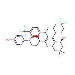 CC1(C)Cc2nc(C3CCN(c4ncc(O)cn4)CC3)c([C@@H](F)c3ccc(C(F)(F)F)cc3)c(C3CCC(F)(F)CC3)c2[C@@H](O)C1 ZINC000200005889
