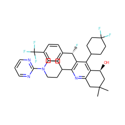 CC1(C)Cc2nc(C3CCN(c4ncccn4)CC3)c([C@@H](F)c3ccc(C(F)(F)F)cc3)c(C3CCC(F)(F)CC3)c2[C@@H](O)C1 ZINC000200003066