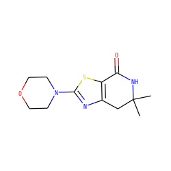 CC1(C)Cc2nc(N3CCOCC3)sc2C(=O)N1 ZINC000040829213