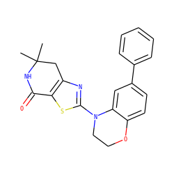 CC1(C)Cc2nc(N3CCOc4ccc(-c5ccccc5)cc43)sc2C(=O)N1 ZINC000040892483
