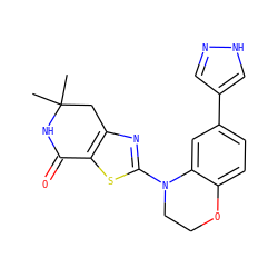 CC1(C)Cc2nc(N3CCOc4ccc(-c5cn[nH]c5)cc43)sc2C(=O)N1 ZINC000040878277