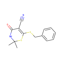 CC1(C)NC(=O)C(C#N)=C(SCc2ccccc2)S1 ZINC000006720975