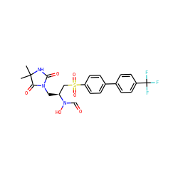 CC1(C)NC(=O)N(C[C@@H](CS(=O)(=O)c2ccc(-c3ccc(C(F)(F)F)cc3)cc2)N(O)C=O)C1=O ZINC000013471916