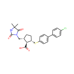CC1(C)NC(=O)N(C[C@@H]2CC[C@H](Sc3ccc(-c4ccc(Cl)cc4)cc3)[C@H]2C(=O)O)C1=O ZINC000027303034