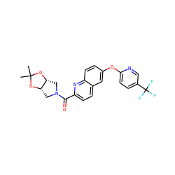 CC1(C)O[C@H]2CN(C(=O)c3ccc4cc(Oc5ccc(C(F)(F)F)cn5)ccc4n3)C[C@H]2O1 ZINC001772588318