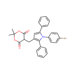 CC1(C)OC(=O)C(Cc2cc(-c3ccccc3)n(-c3ccc(Br)cc3)c2-c2ccccc2)C(=O)O1 ZINC000169330180