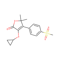 CC1(C)OC(=O)C(OC2CC2)=C1c1ccc(S(C)(=O)=O)cc1 ZINC000026375896