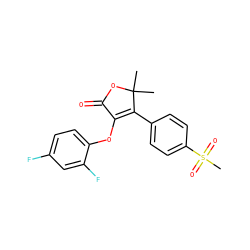 CC1(C)OC(=O)C(Oc2ccc(F)cc2F)=C1c1ccc(S(C)(=O)=O)cc1 ZINC000026941324