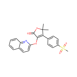 CC1(C)OC(=O)C(Oc2ccc3ccccc3n2)=C1c1ccc(S(C)(=O)=O)cc1 ZINC000026957242