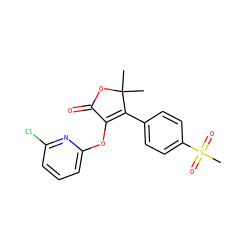 CC1(C)OC(=O)C(Oc2cccc(Cl)n2)=C1c1ccc(S(C)(=O)=O)cc1 ZINC000026942866