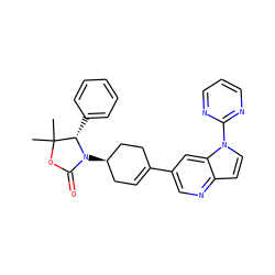 CC1(C)OC(=O)N([C@@H]2CC=C(c3cnc4ccn(-c5ncccn5)c4c3)CC2)[C@H]1c1ccccc1 ZINC000147552731