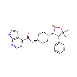 CC1(C)OC(=O)N([C@H]2CC[C@H](NC(=O)c3ccnc4[nH]ccc34)CC2)[C@H]1c1ccccc1 ZINC001772645461