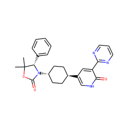 CC1(C)OC(=O)N([C@H]2CC[C@H](c3c[nH]c(=O)c(-c4ncccn4)c3)CC2)[C@H]1c1ccccc1 ZINC001772613182