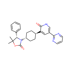 CC1(C)OC(=O)N([C@H]2CC[C@H](c3cc(-c4ncccn4)c[nH]c3=O)CC2)[C@H]1c1ccccc1 ZINC001772607157