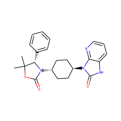 CC1(C)OC(=O)N([C@H]2CC[C@H](n3c(=O)[nH]c4cccnc43)CC2)[C@H]1c1ccccc1 ZINC000299849094
