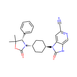 CC1(C)OC(=O)N([C@H]2CC[C@H](n3c(=O)[nH]c4cnc(C#N)cc43)CC2)[C@H]1c1ccccc1 ZINC001772575953