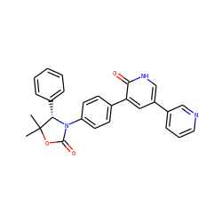CC1(C)OC(=O)N(c2ccc(-c3cc(-c4cccnc4)c[nH]c3=O)cc2)[C@H]1c1ccccc1 ZINC000147053890