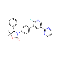 CC1(C)OC(=O)N(c2ccc(-c3cc(-c4ncccn4)cnc3F)cc2)[C@H]1c1ccccc1 ZINC000146956745