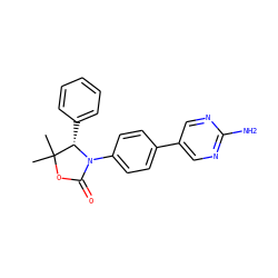 CC1(C)OC(=O)N(c2ccc(-c3cnc(N)nc3)cc2)[C@H]1c1ccccc1 ZINC000147100735