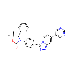 CC1(C)OC(=O)N(c2ccc(-c3nnc4cc(-c5cncnc5)ccn34)cc2)[C@H]1c1ccccc1 ZINC000147494223