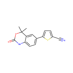 CC1(C)OC(=O)Nc2ccc(-c3ccc(C#N)s3)cc21 ZINC000026286543