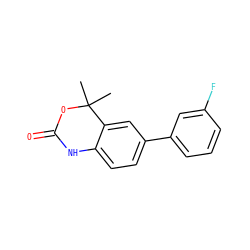 CC1(C)OC(=O)Nc2ccc(-c3cccc(F)c3)cc21 ZINC000000008885