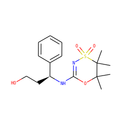 CC1(C)OC(N[C@@H](CCO)c2ccccc2)=NS(=O)(=O)C1(C)C ZINC000096273930