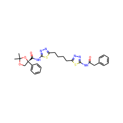 CC1(C)OC[C@@](C(=O)Nc2nnc(CCCCc3nnc(NC(=O)Cc4ccccc4)s3)s2)(c2ccccc2)O1 ZINC000169698140