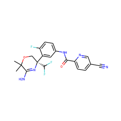 CC1(C)OC[C@](c2cc(NC(=O)c3ccc(C#N)cn3)ccc2F)(C(F)F)N=C1N ZINC000113658469