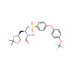 CC1(C)OC[C@H](C[C@@H](CS(=O)(=O)c2ccc(Oc3ccc(OC(F)(F)F)cc3)cc2)N(O)C=O)O1 ZINC000013471954