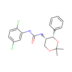 CC1(C)OC[C@H](NC(=O)Nc2cc(Cl)ccc2Cl)[C@H](c2ccccc2)O1 ZINC000028374667