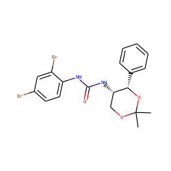 CC1(C)OC[C@H](NC(=O)Nc2ccc(Br)cc2Br)[C@H](c2ccccc2)O1 ZINC000003960325