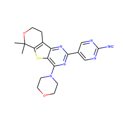 CC1(C)OCCc2c1sc1c(N3CCOCC3)nc(-c3cnc(N)nc3)nc21 ZINC000072316318