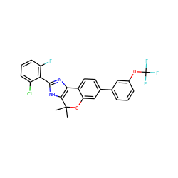 CC1(C)Oc2cc(-c3cccc(OC(F)(F)F)c3)ccc2-c2nc(-c3c(F)cccc3Cl)[nH]c21 ZINC001772656378